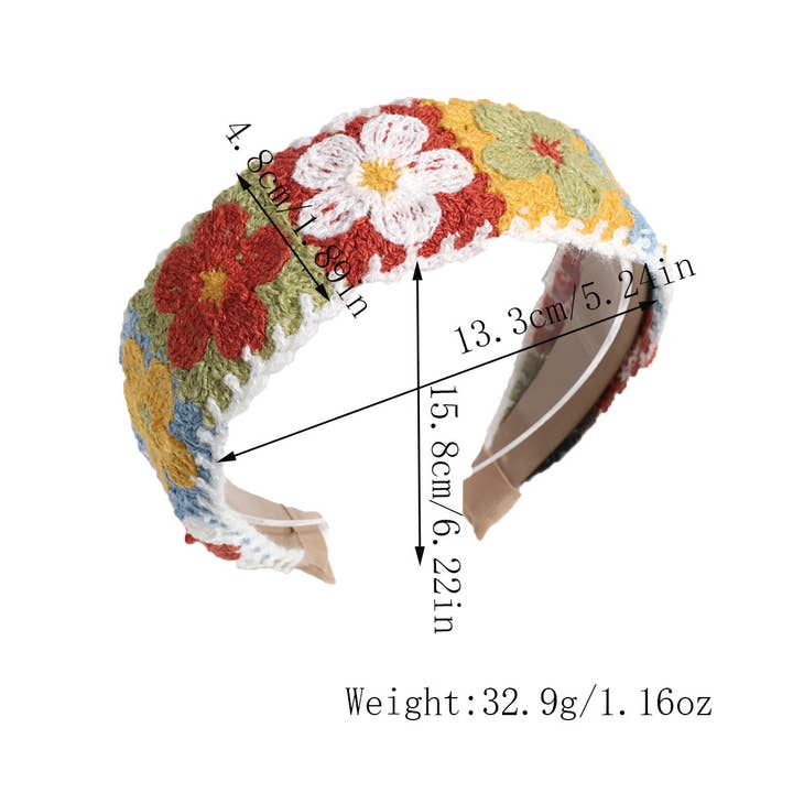 ACCITY - Wholesale Fashion Headband - Women's - PASTORAL STYLE KNITTED FLOWER BRAIDED HEADBAND_CWAHA22614