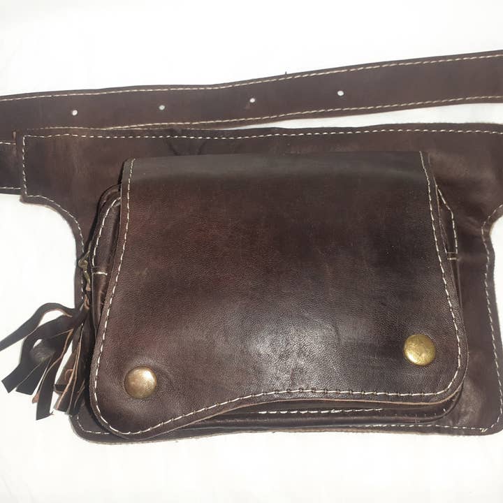 Bolsa de cintura retangular média com dois zíperes por atacado de Hecho a mano