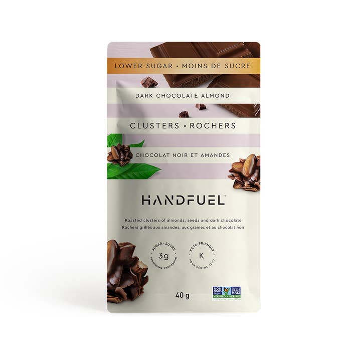 HANDFUEL - Wholesale Chocolate Covered Sweets - Dark Chocolate Almond Clusters 40g X 122