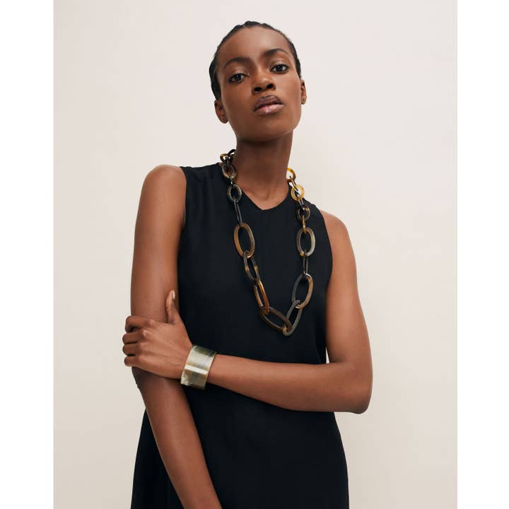 BRANCH JEWELLERY - Wholesale Link & Chain Necklace - Oval link Buffalo horn necklace - Brown Natural