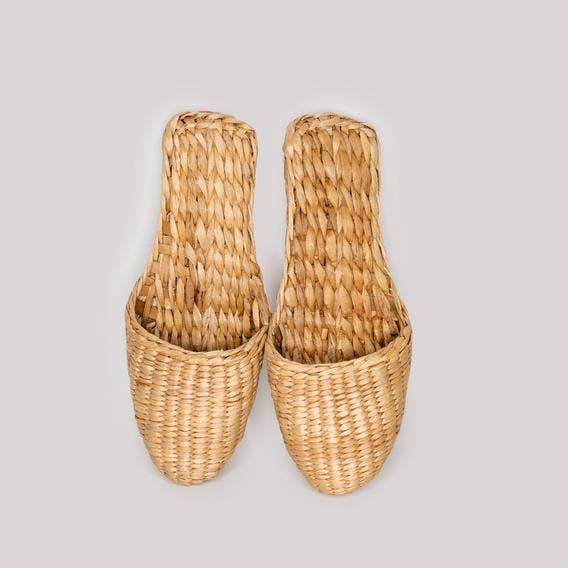 EcoFreax - Vendita all'ingrosso Pantofole - Donna - Pantofole da donna in paglia naturale intrecciata a mano