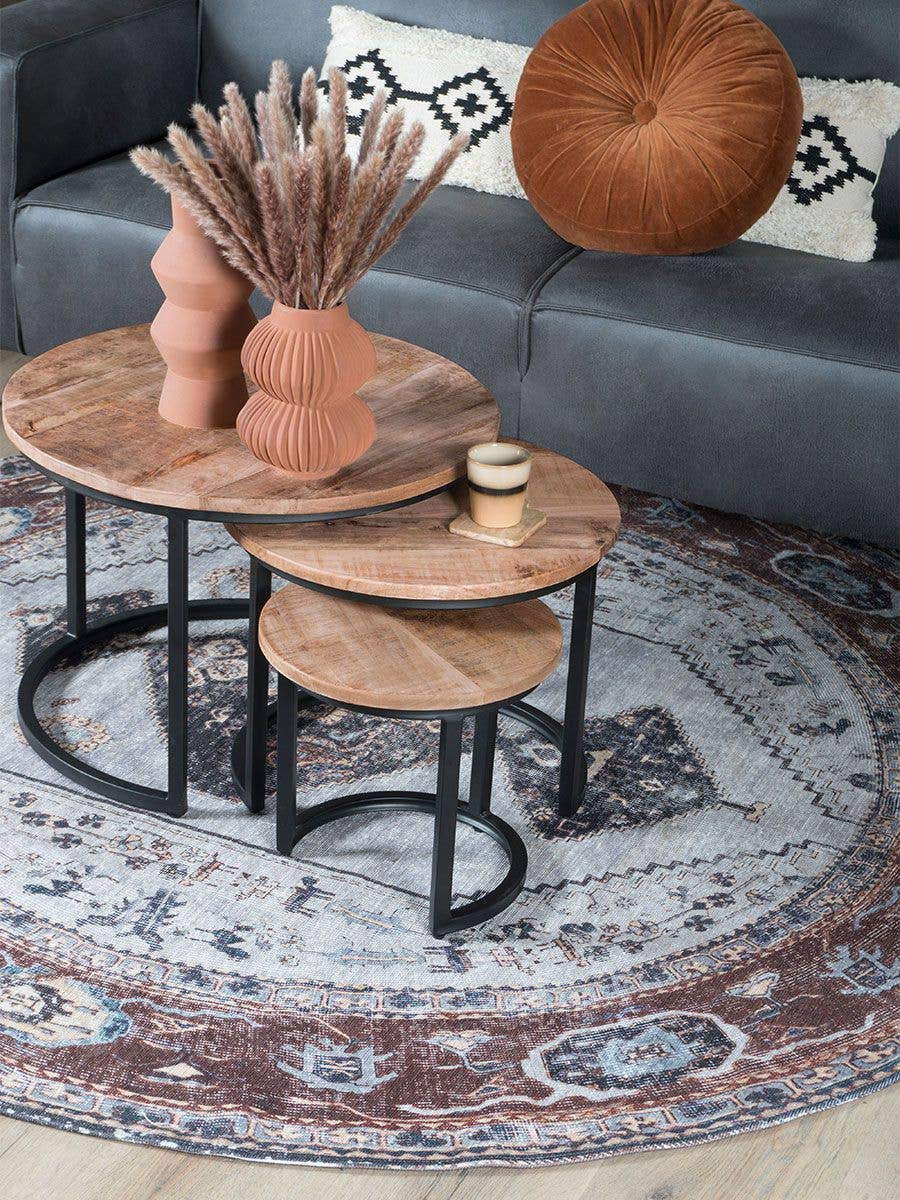 Home67 - Venta al por mayor Mesas de centro - Juego de 3 mesas de centro industriales Jan2