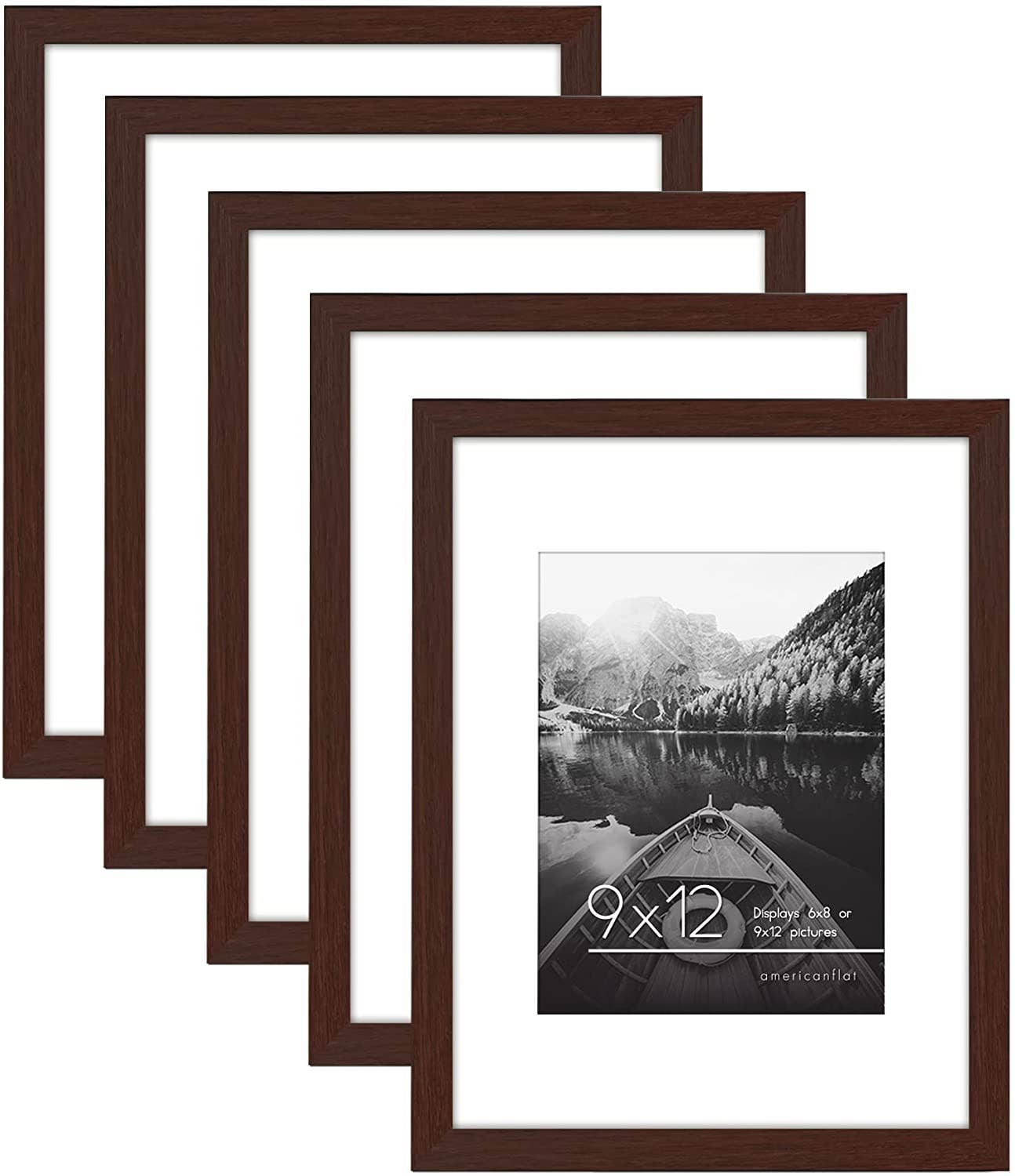 Americanflat - Wholesale Picture Frame - Americanflat Picture Frame with Mat Slim Molding (5 Pack)132