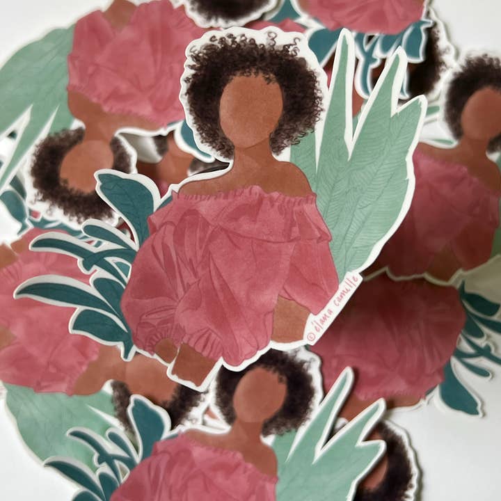 Bonita pegatina troquelada afro de verano para venta al por mayor de Élana Camille Creates Paper & Design