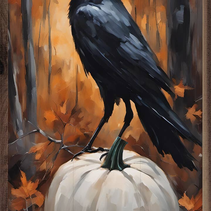 Crow On White Pumpkin for wholesale by Kendrick Home