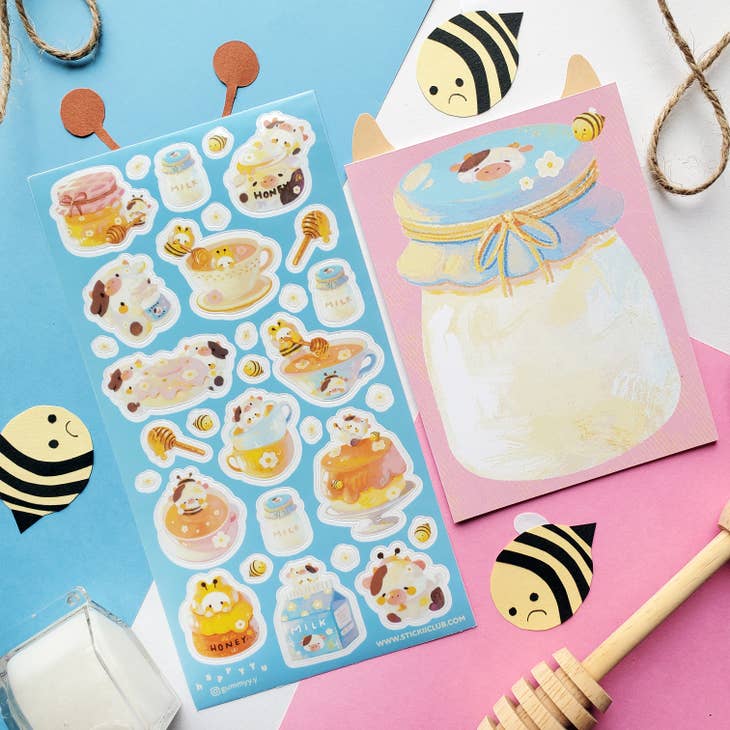 STICKII - Wholesale Sticker - Kawaii Milk and Honey Sticker Sheet