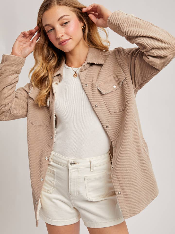 Bluivy - Wholesale Shirt Jacket/Shacket - Women's - CORDUROY SHERPA-LINED JACKET13
