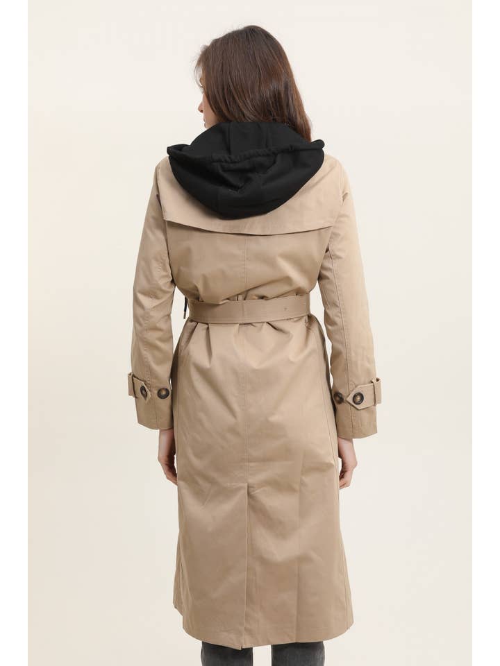 Attrait Paris - Wholesale Trench Coat - Women's - Long trench coat with hoodie yoke12
