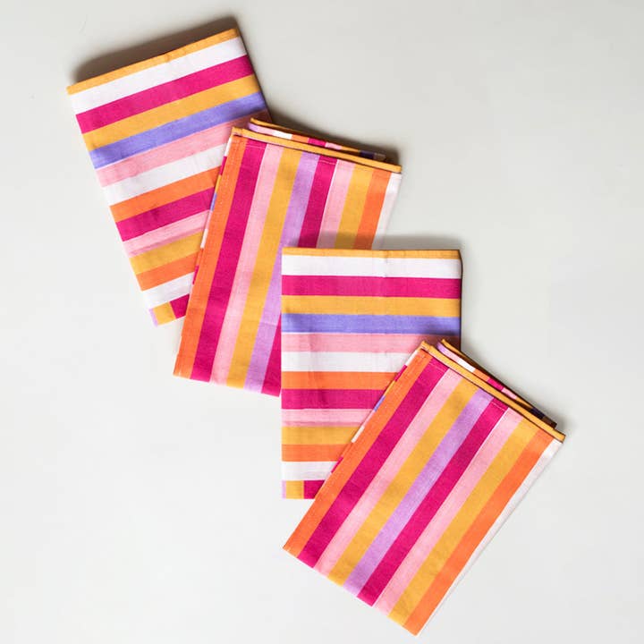 Bright Stripe Organic Napkins, 4-pack for wholesale by Supra Endura