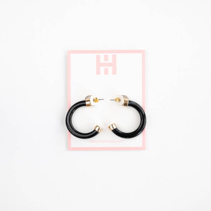 Hoo Hoops - Wholesale Hoop Earrings - Small Acrylic Hoop Earrings - Black2