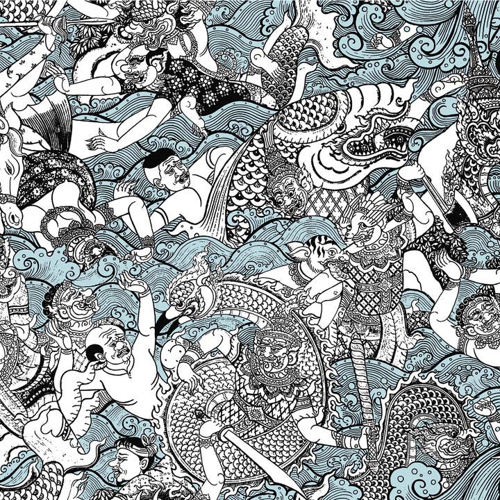 Wat - Thai Tapet for engroshandel hos Detroit Wallpaper Co.