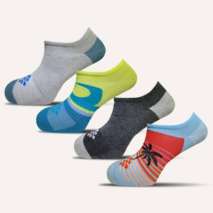 Chaussettes athlétiques ultra légères à imprimé coloré pour femmes, 4 P pour la vente par TRUEENERGY®