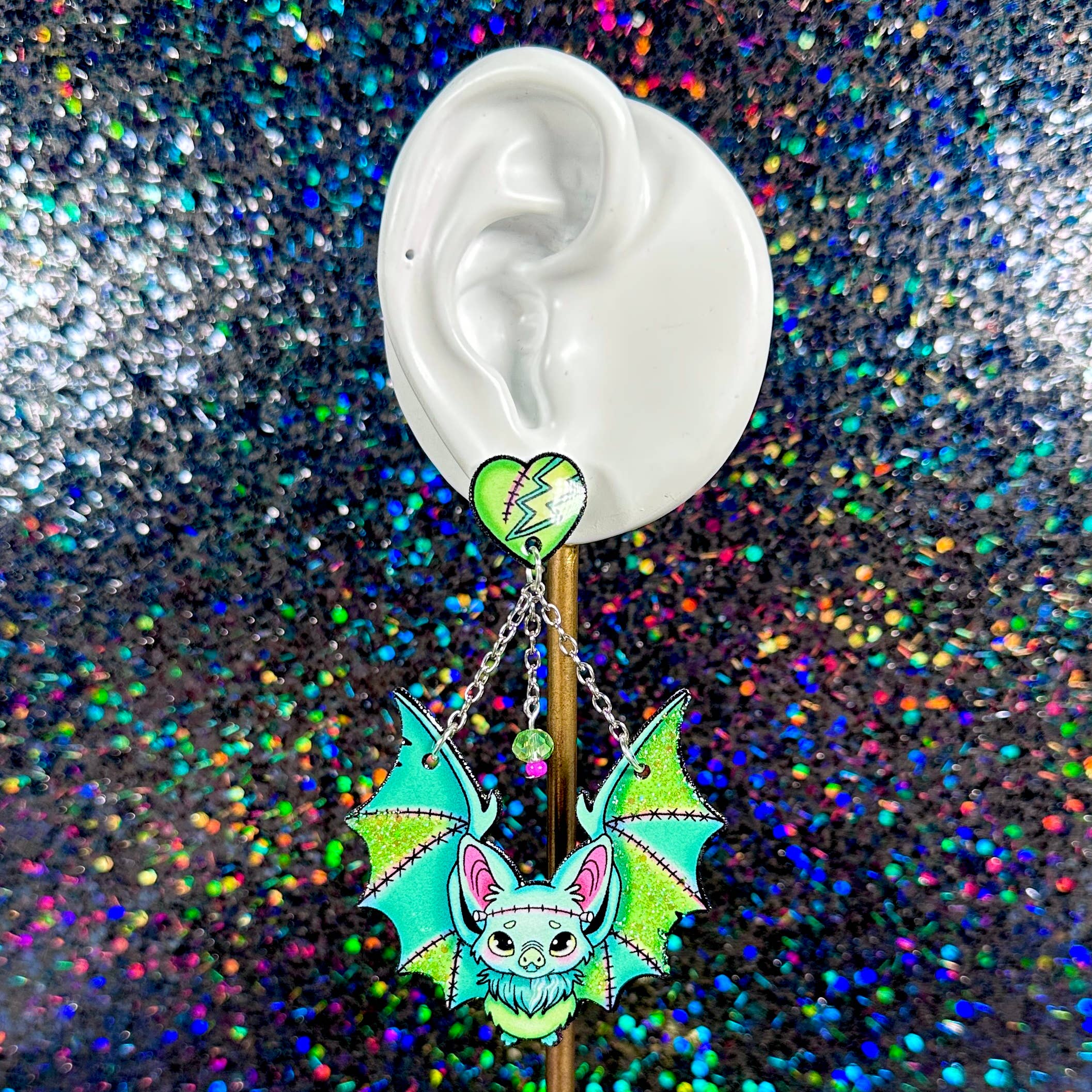 Sea Pixie Designs - Wholesale Dangle Earrings - Frankenstein Bats Halloween Dangle Earrings, Spooky & Cute2