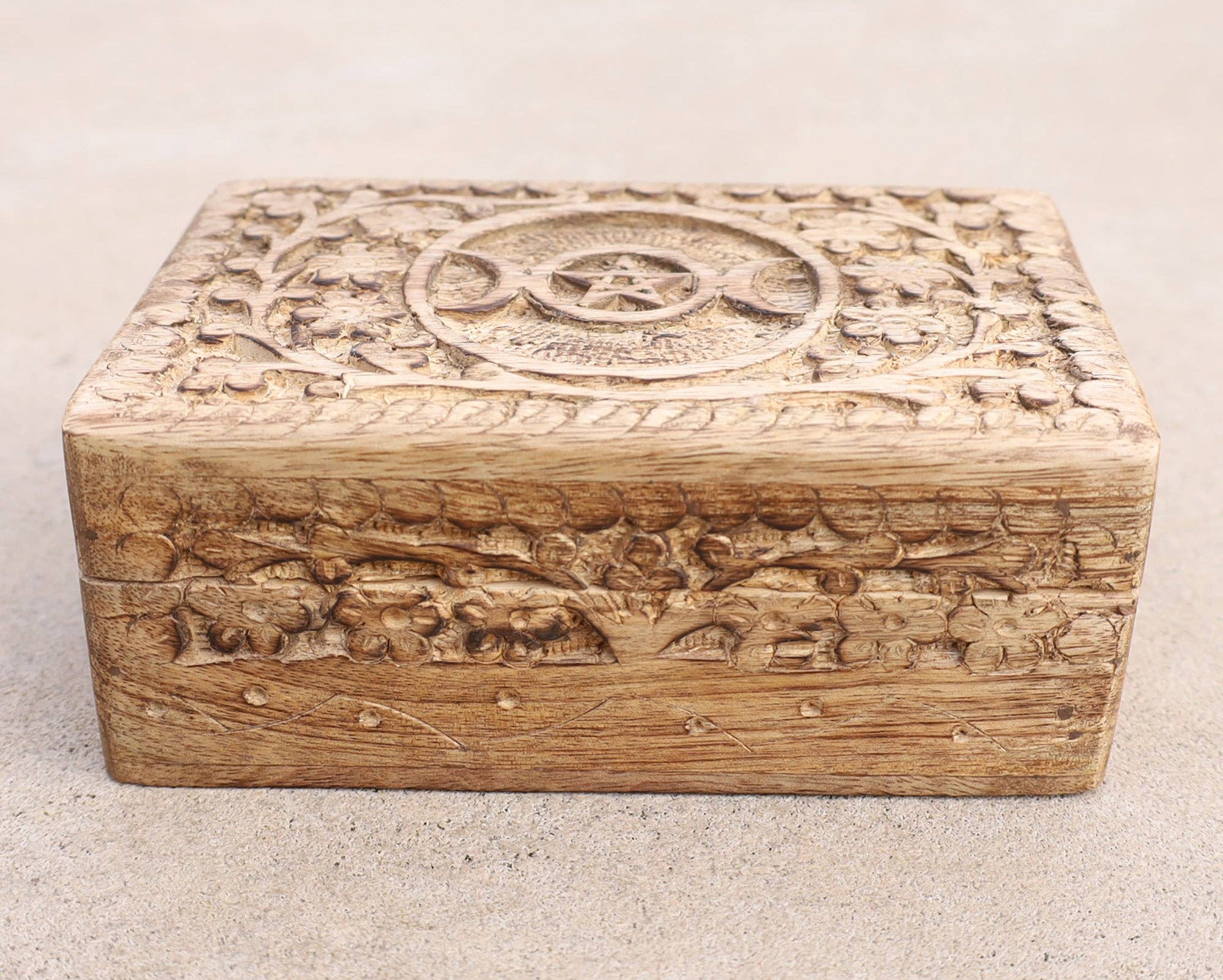 Lungta Imports – wholesale Jewellery box/organiser – Hand Carved Triple Moon Wooden Storage, Jewelry, Keepsake Box2