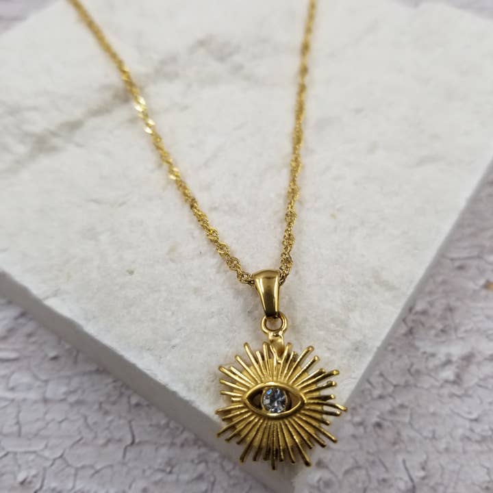 Pendentif en diamant Evil Eye Sunburst pour la vente par Treasure Wholesale