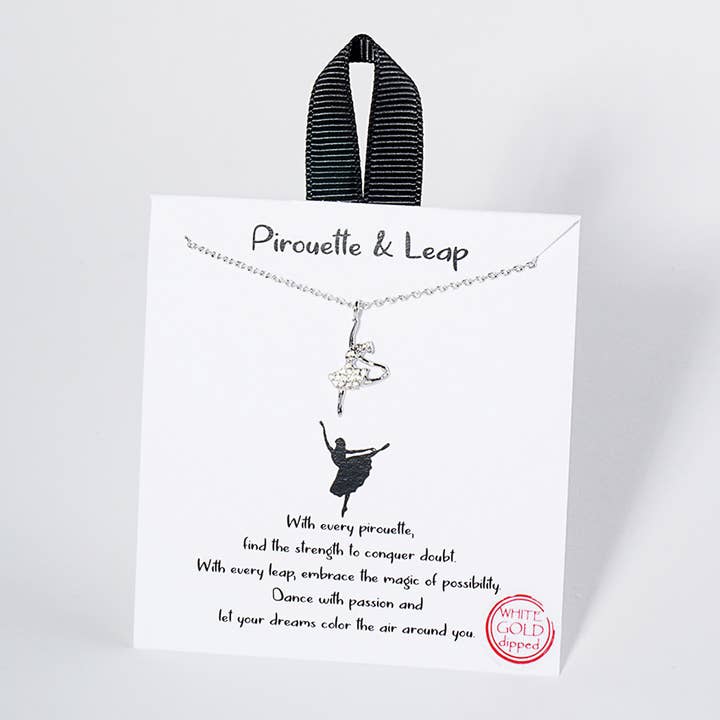 "Pirouette & Leap" ballerinavedhæng i cubic zirkonia med halskæde for engroshandel hos SOPHIA WHOLESALE