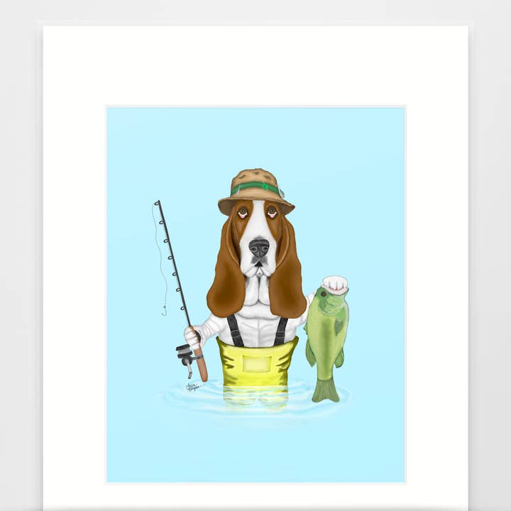 Basset Hound Dog Art Print, Bass Hound for wholesale by Laura Bergsma Studio