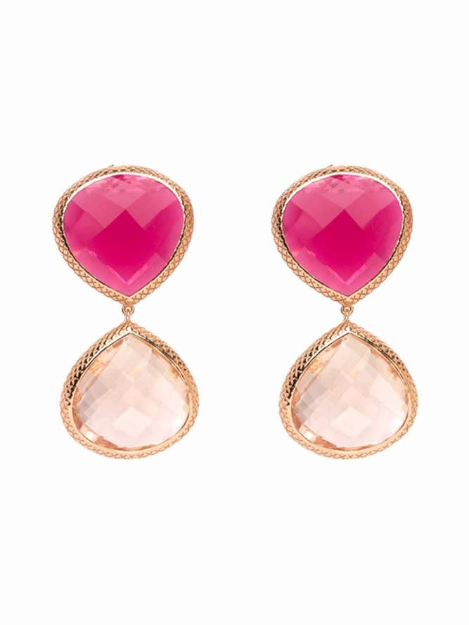 Doppelstein-Ohrring - Pfirsich und Rot für den Großhandel von Atelier Coralia Leets fashion Jewelry