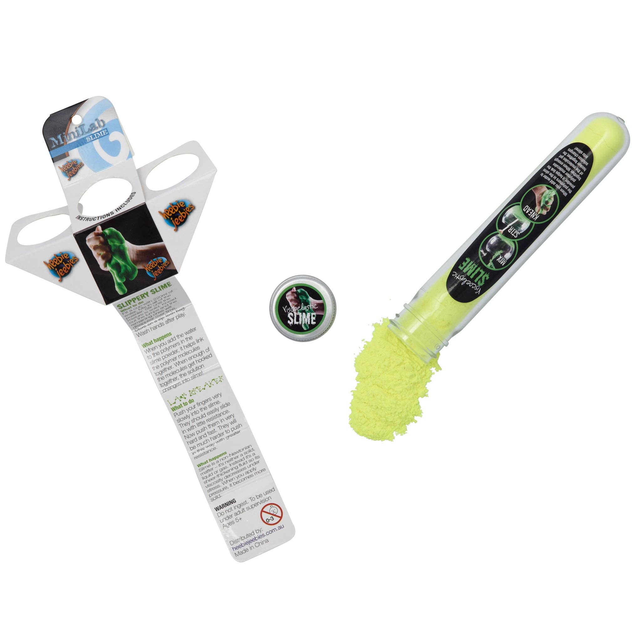 Heebie Jeebies USA - Vente Pâte ingénieuse/slime – enfant - Slime viscoélastique dans un tube à essai scientifique14