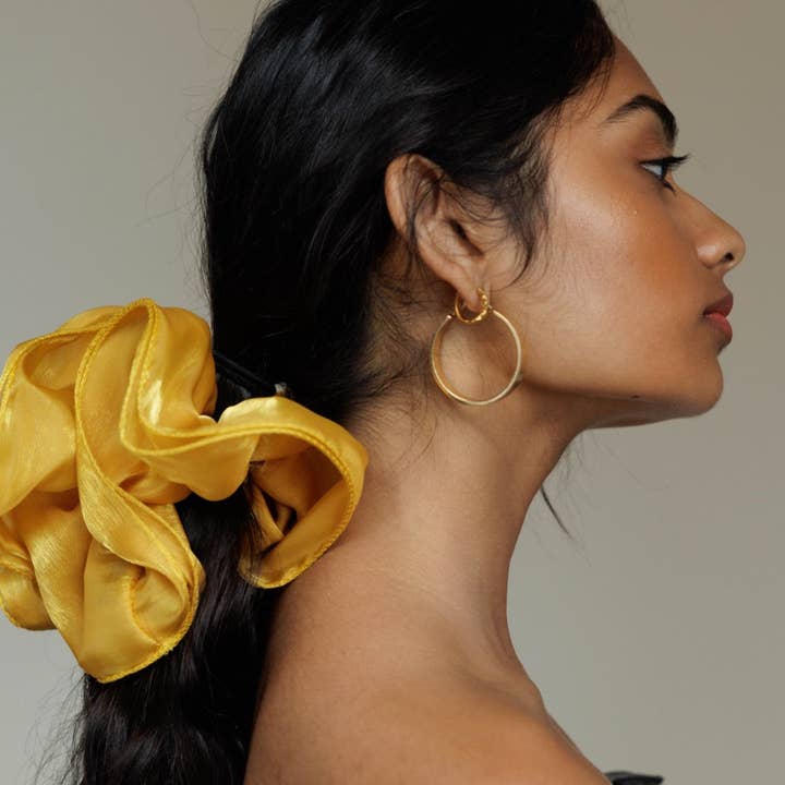 Yellow Sheer Floating Scrunchie in Golden Hour for wholesale on Faire