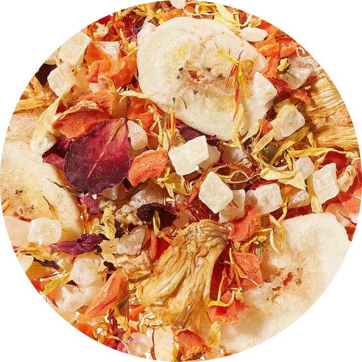 Infuso di frutta Ananas Banana BASSO IN ACIDO 50g per la vendita all'ingrosso da parte di Papo'thé