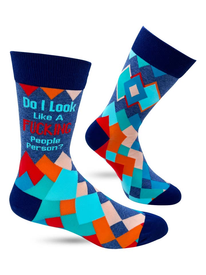 Fabdaz - Wholesale Socks - Men's - Do I look Like A Fucking People Person? Men's Novelty Crew Socks