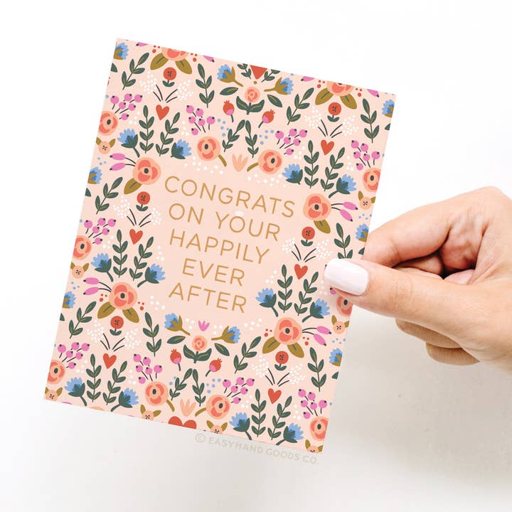 Easyhand Goods – formerly Onderkast - Vente Faire-part de mariage - Félicitations pour votre carte de vœux florale Happily Ever After2