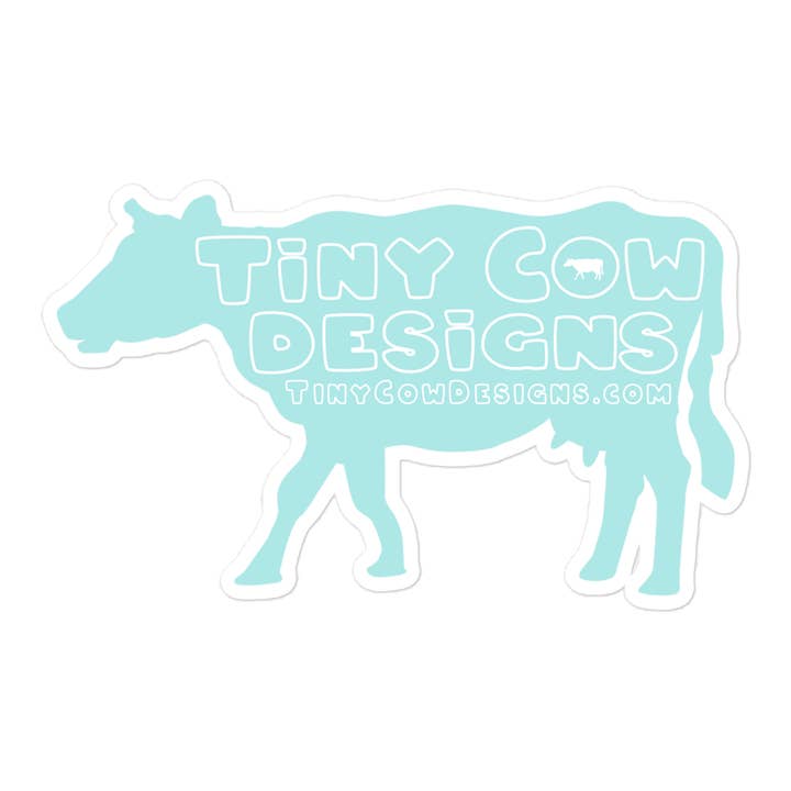Sticker vache « Moo Merch » - Bleu pour la vente par Tiny Cow Designs