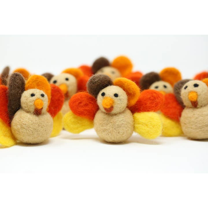 The Felt Pod - Wholesale Decorative Tabletop Object - Felted Turkey Thanksgiving Decoration