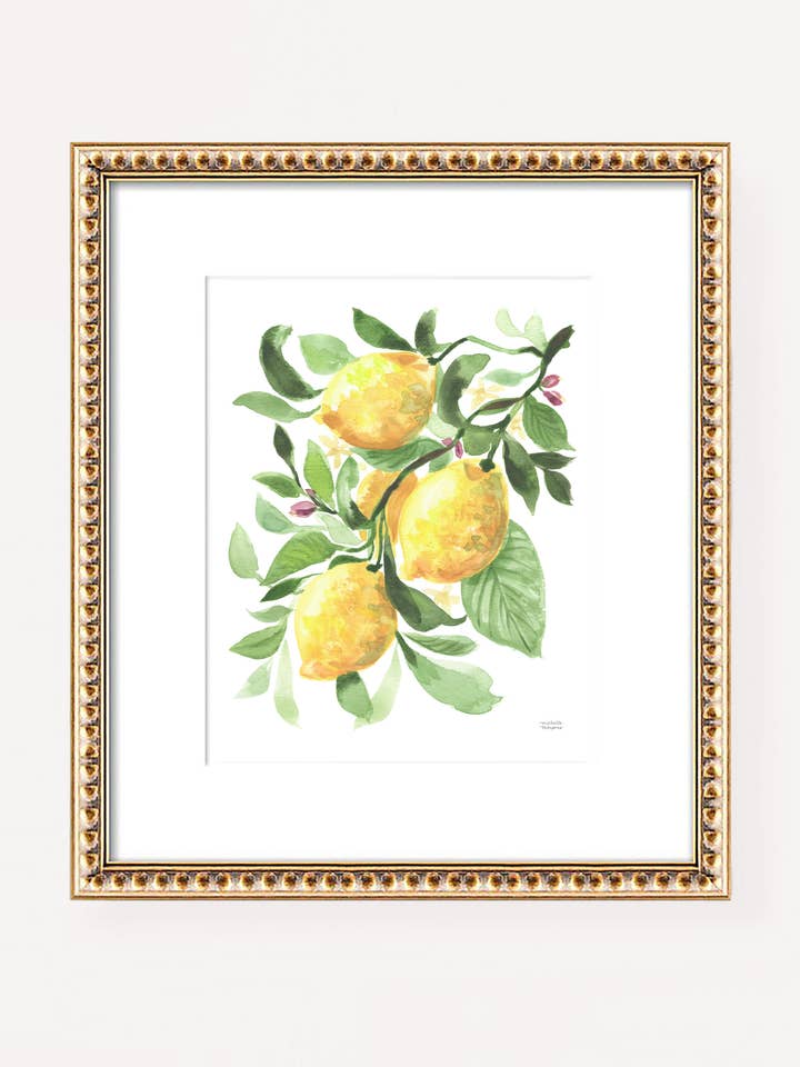 Watercolor Lemons Wall Art Print by Michelle Mospens for wholesale by Michelle Mospens