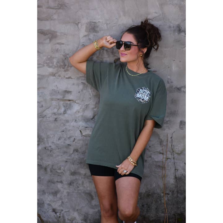 Moss Boy Mom Camo Tee for wholesale on Faire