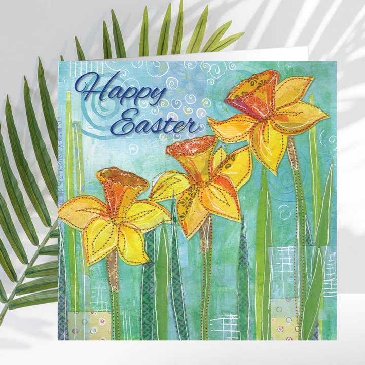 Osternarzissen, Packung mit 5 religiösen Osterkarten für den Großhandel von Just Cards Direct