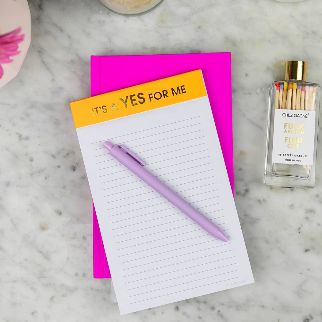 Chez Gagné - Wholesale Notepad - It's A Yes For Me - Lined Notepad - Bright Orange - 65 perforated pages - 5x8 6