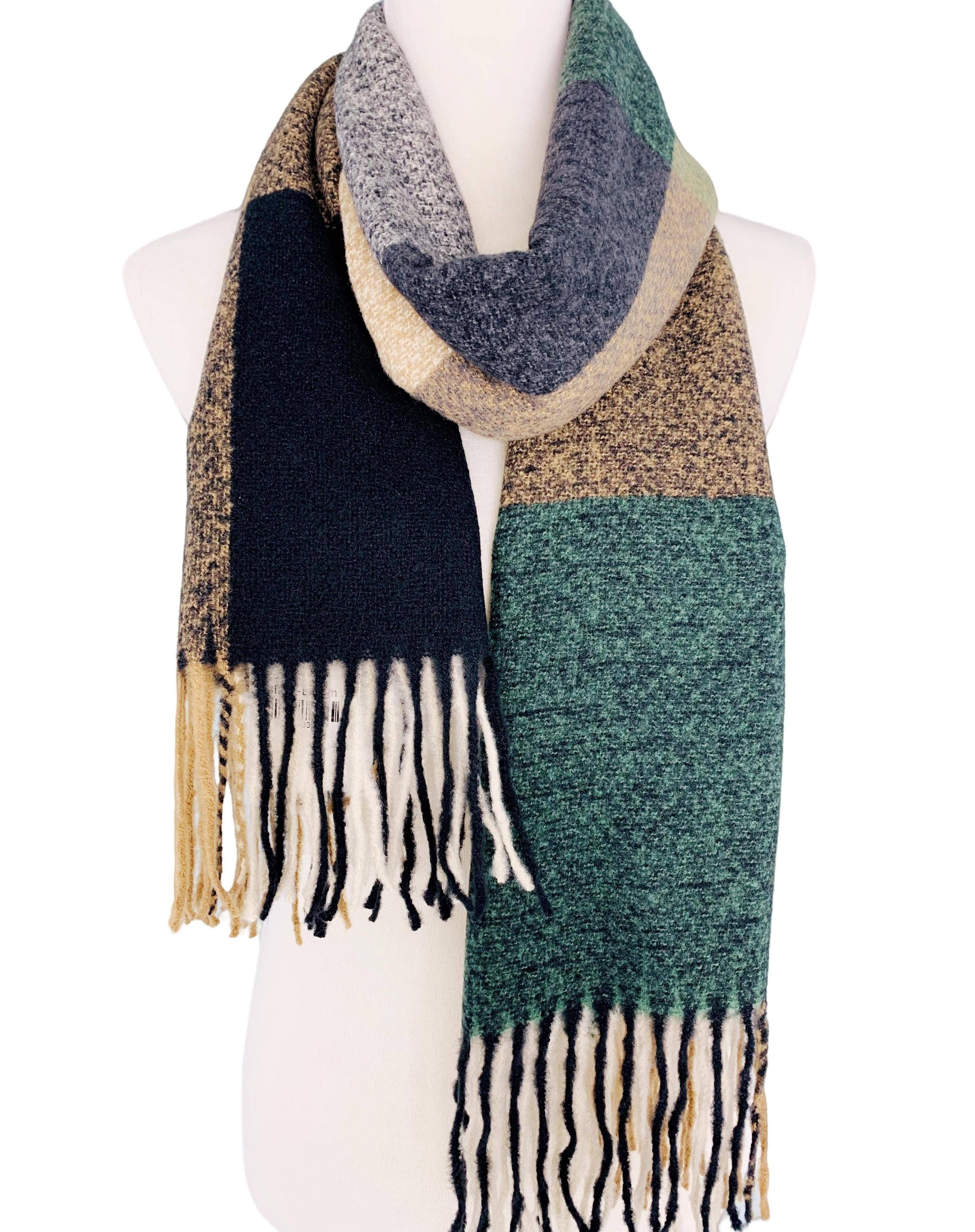 JC Sunny Fashion - Wholesale Scarf - Women's - JC023303 9 Colors--Softer Than Cashmere Colorblock Blanket Scarf10