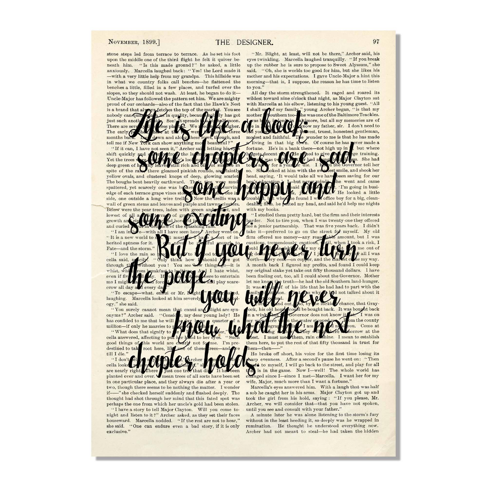 Cecelia Rose Book Page Art - Wholesale Art Print - Life Is Like Reading A Book - Art Print0