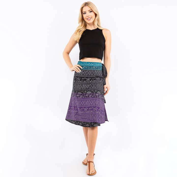 Handvävda tryckt bomull 3/4 längd Wrap kjol för wholesale av Avatar Imports LLC