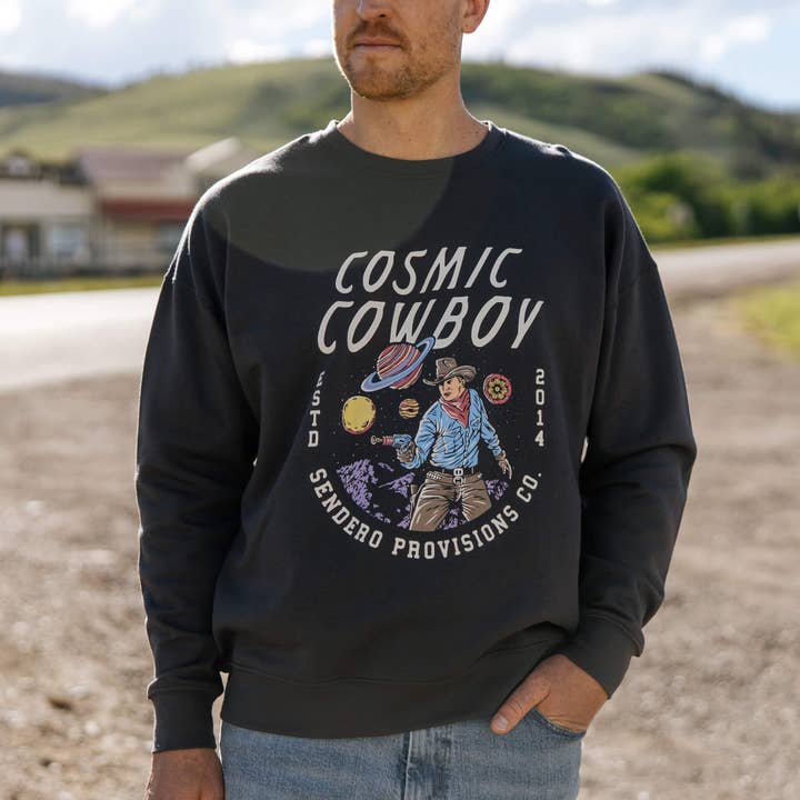 Sendero Provisions Company – Engroshandel Grafisk Sweatshirt - Unisex – Kosmisk Cowboy Sweatshirt