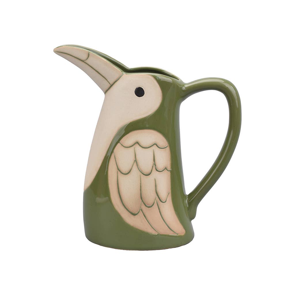 Opjet Paris - Wholesale Pitcher - Decorative bird pitcher gm green L20.5 W10.5 H22.4cm