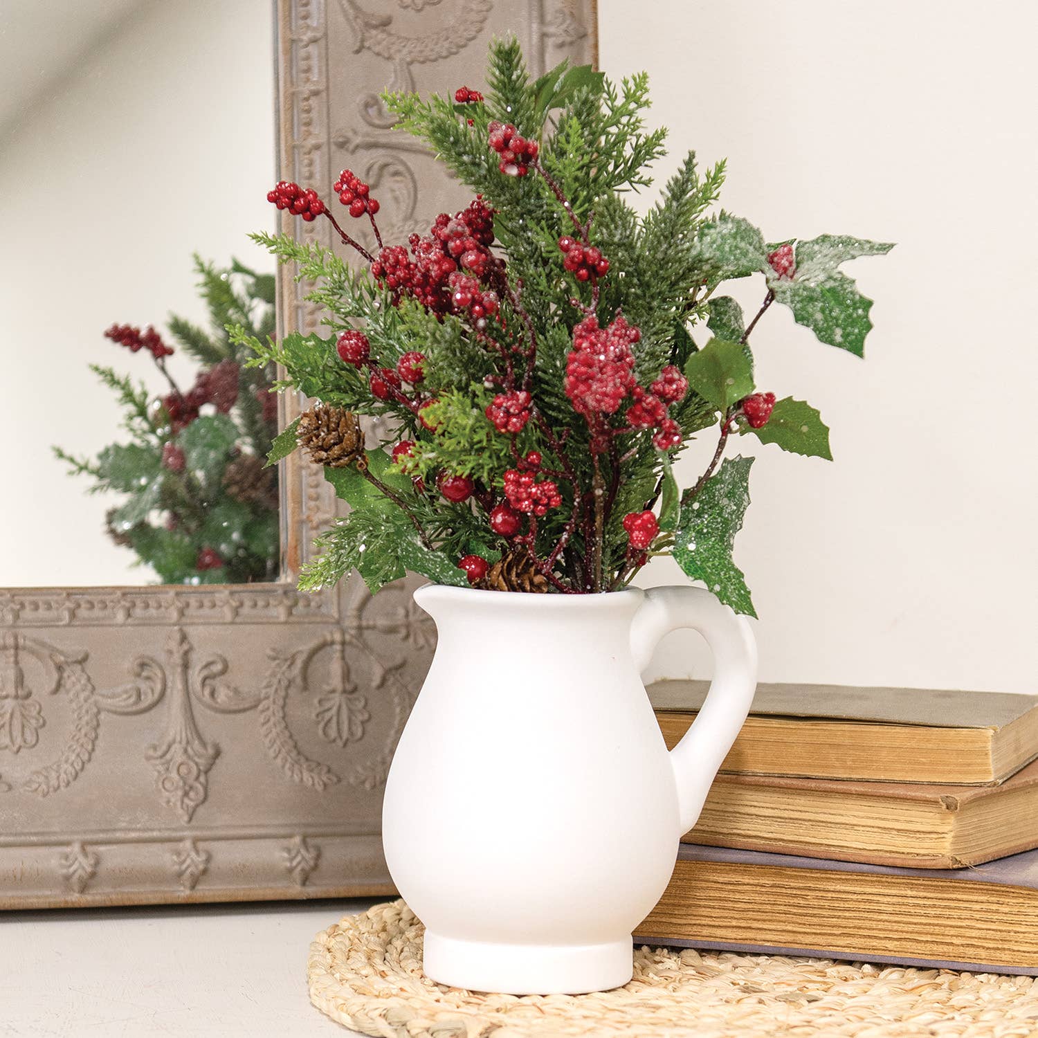 Col House Designs - Wholesale Decorative Tabletop Object - White Ceramic Pitcher - 6"H1