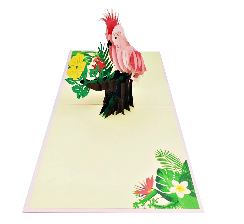 Wonder Paper Art - Vendita all'ingrosso Biglietti di inaugurazione della casa - Biglietto Pop Up Uccello Tropicale1