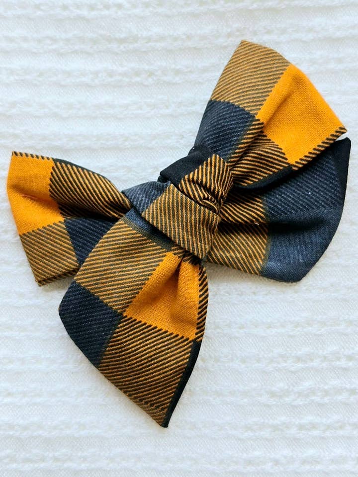 Large Pinwheel Bow on Clip • Fall Plaid for wholesale by Revival Bow Co.