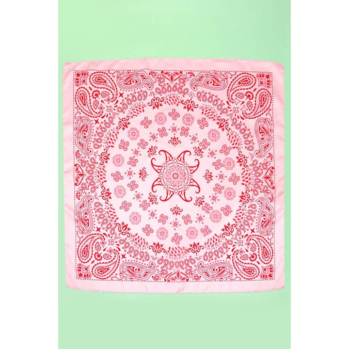 PAISLEY PINK SILKY FEEL BANDANA SCARF | 40SC616 for wholesale on Faire