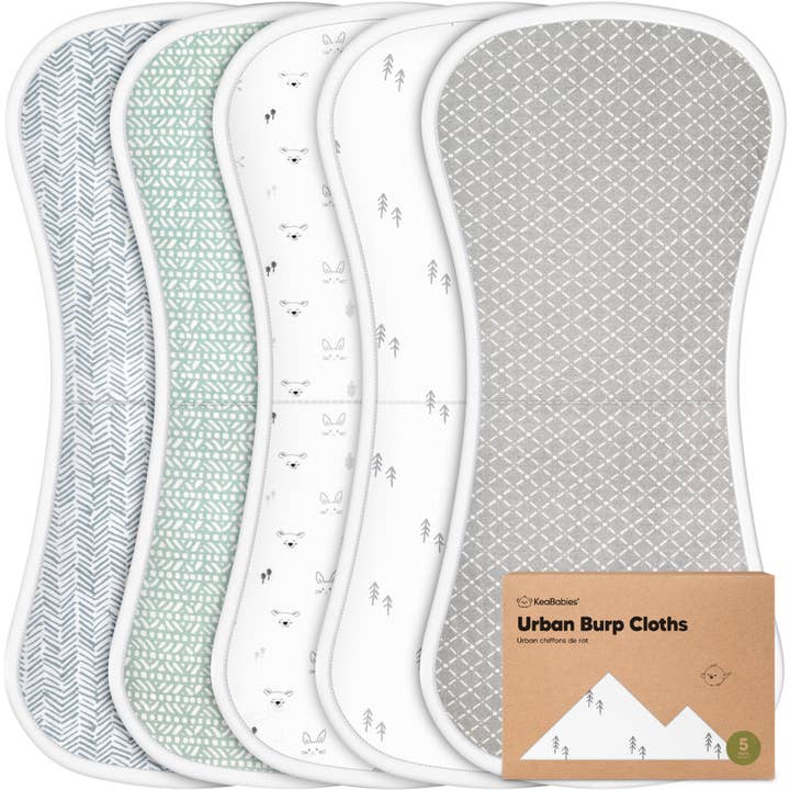 Nordic KeaBabies 5-Pack Urban Burp Cloths for wholesale on Faire