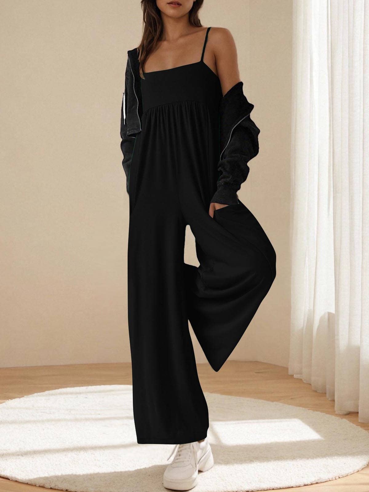 Rosa Clothing - Wholesale Jumpsuit - Women's - Sleeveless Relaxed Tube Jumpsuit With Pockets0