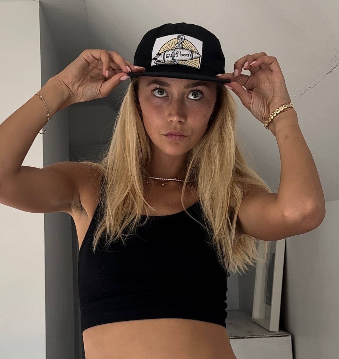 Surf Beni - Wholesale Flat Brim Cap - Women’s - black flat brim hat3