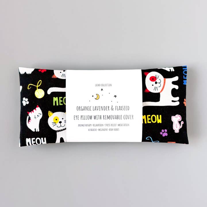 Lavender Eye Pillow w/ Removable Cover - Playful Kittens for wholesale by Laska Collection