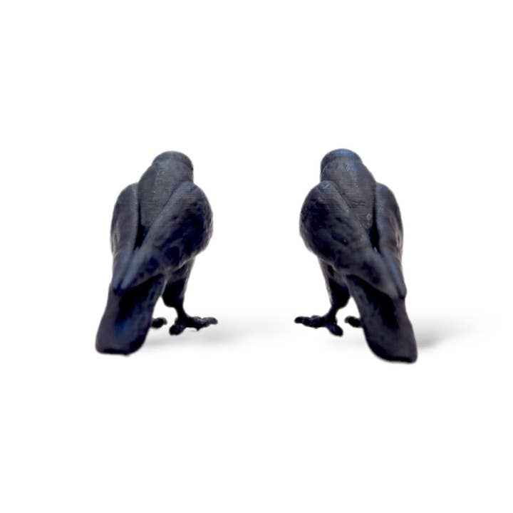 The Scale Grail - Wholesale Decorative figurine - Miniature Raven - 1:12 scale mini black birds sized for horror diorama, dollhouse, arts and crafts replica animal avian crow (Set of 2)4