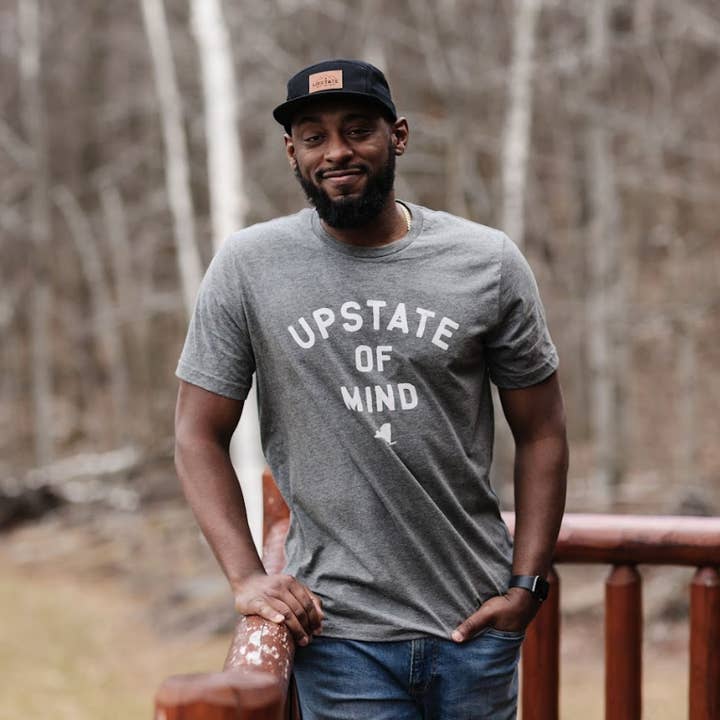 Compas Life - Upstate of Mind - Wholesale Screen Printed T-Shirt - Unisex - Upstate of Mind Tee - Deep Grey Heather1