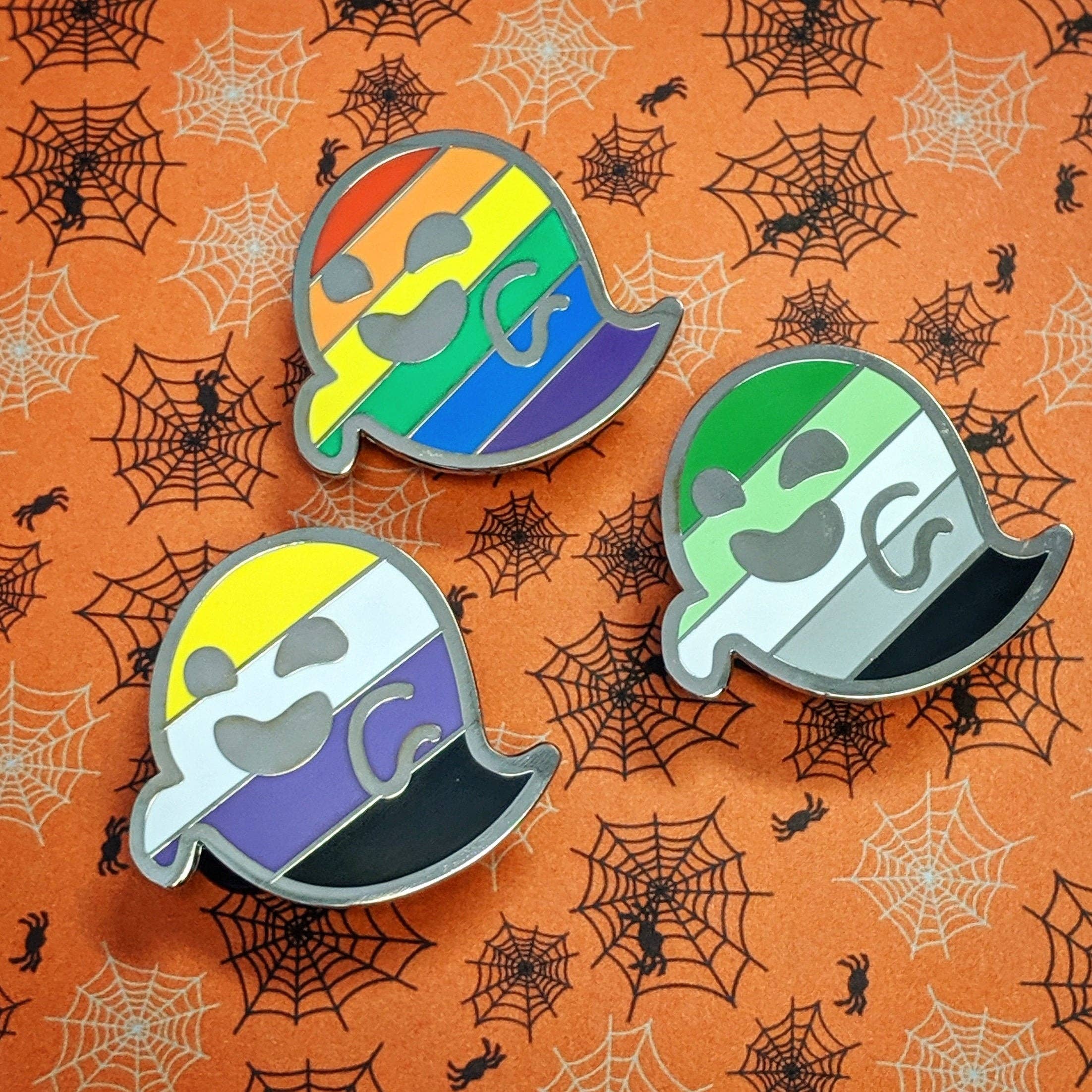 Cunning Linguist Co. – wholesale Lapel pin/button – Nonbinarition - nonbinary pride, LGBTQIA+ ghost enamel pin3