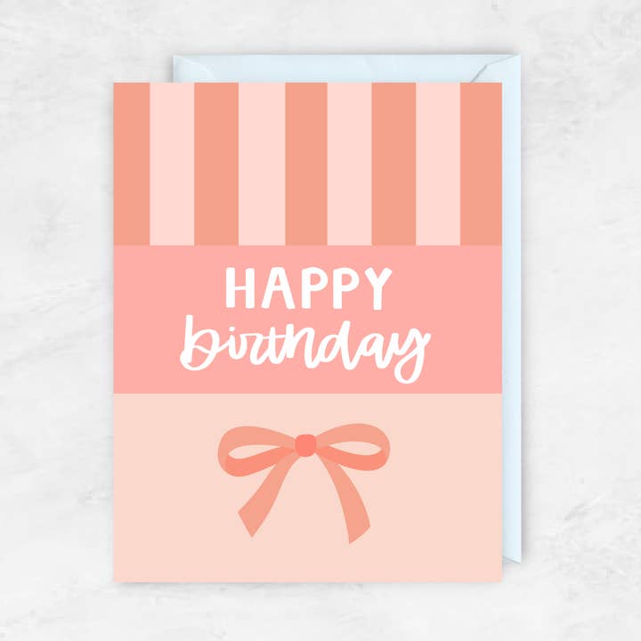 E Calligraphy Cafe – postal de parabéns por atacado – Feliz Aniversário (Laço Divertido)